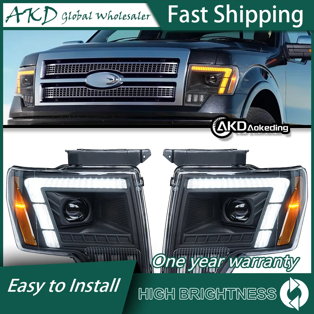 

Автомобильные фары для Ford F150 Raptor 2008-2014, фары DRL Hella 12 В, светодиодные биксеноновые лампы, автомобильный аксессуар, фара F-150