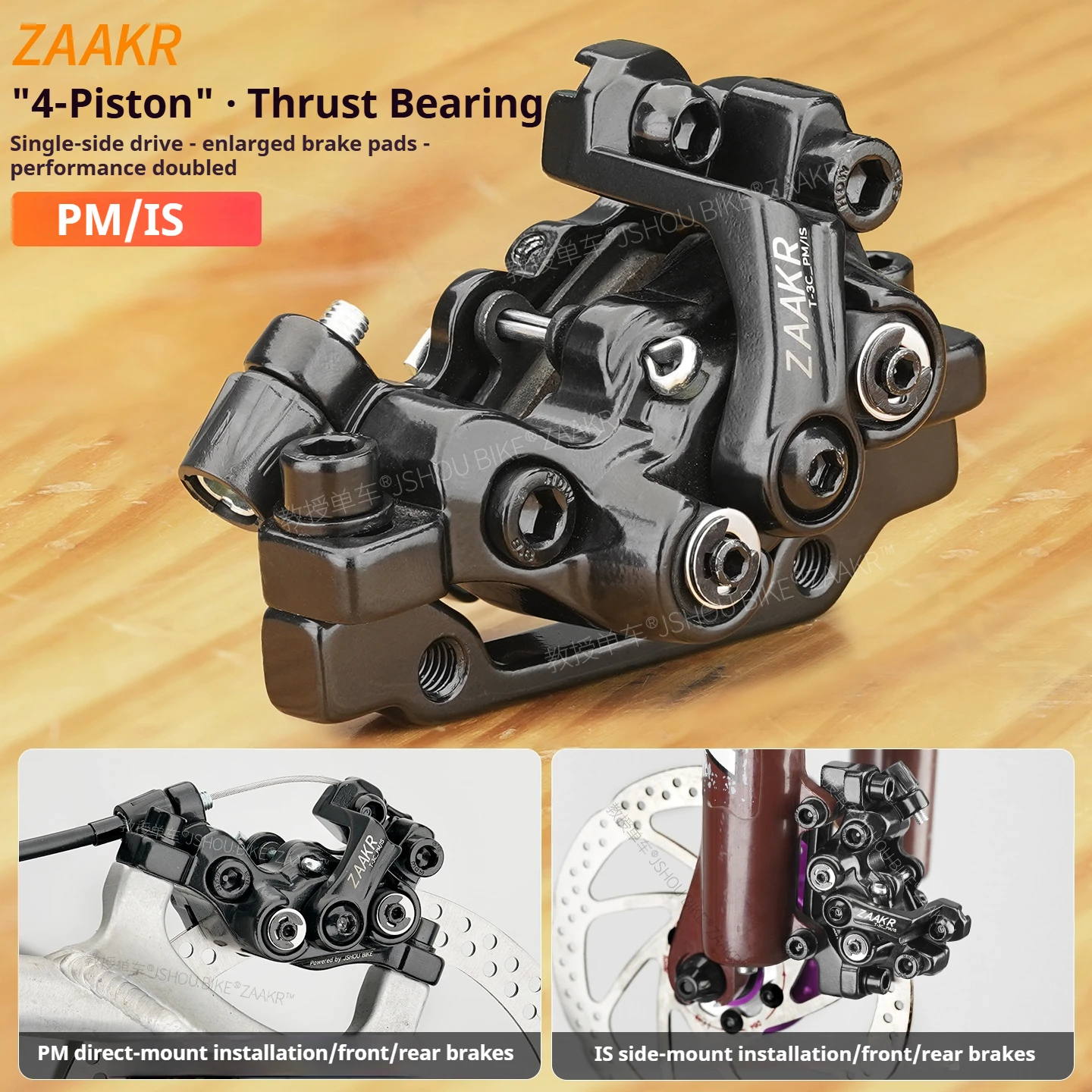 

ZAAKR T-3C Cable-Actuated Disc Brake, 4-Piston & Integral Die-Casting, Applicable to Mountain/Folding/Electric Bikes