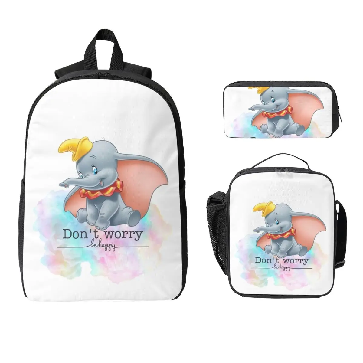 

Dumbo Backpack Student Boys Girls BookBag School Bag Computer Shoulder Bags 3ps Insulated Lunch Bag Pencil Case