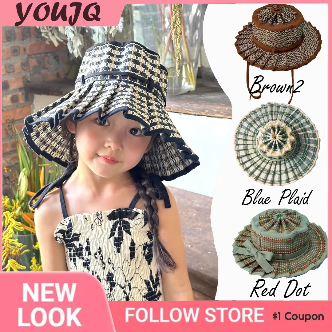 S-XL Parent-Child Summer Foldable Pleated Sun Hats for Women Casual Lorna Style Straw Hat Outdoor Beach Shade Straps Lady Caps