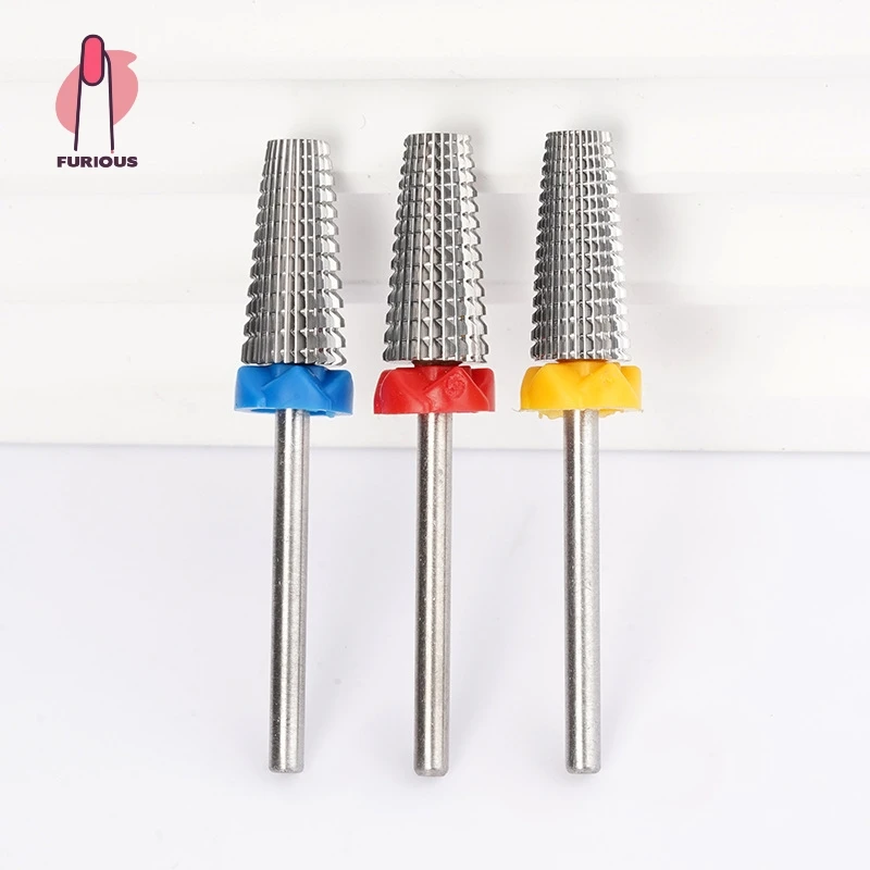 Punte da trapano per unghie 5 in 1 Punte da trapano coniche in carburo con gambo da 3/32 "per unghie Rimozione rapida di gel rigide per unghie acriliche