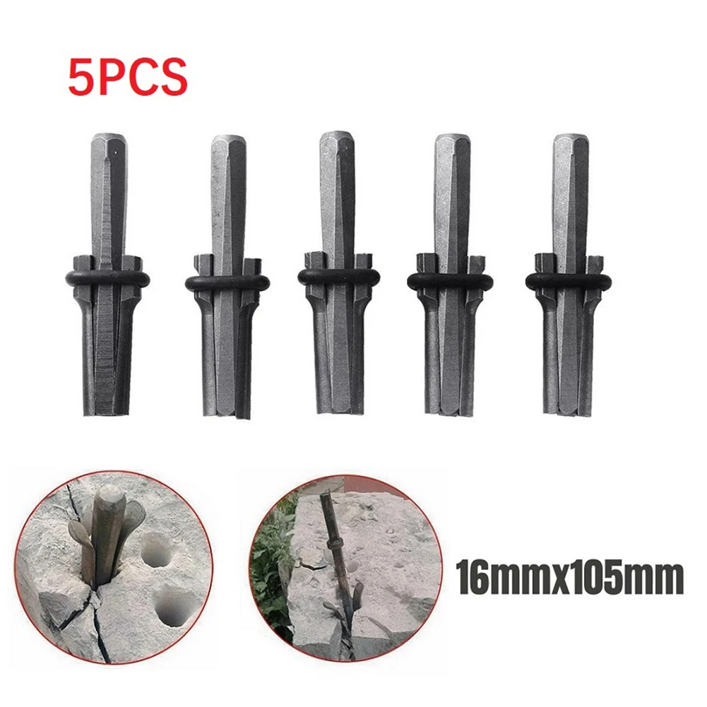 

5PCS Stone Splitting Tool Stone Splitter Metal Plug Wedges Concrete Rock Splitters Hand Tool 14/16/18mm Stone Chopper Chisels