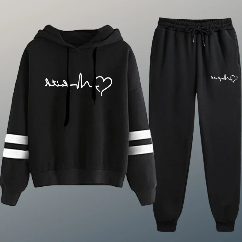 Single Piece Stripe Sweatshirt and Pants Comfort Outdoor Jogging Quality Fashion Casual Daily Women's Tracksuit Hoodies Hot Sale