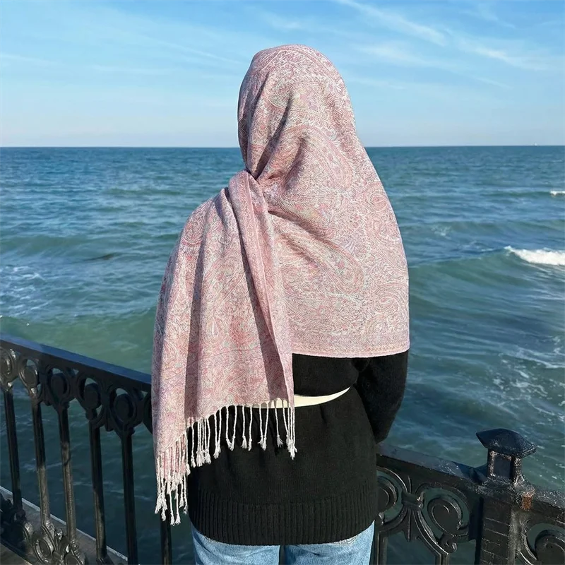 

Women Paisley Scarf Cashmere Feeling Pashmina Shawls Tassel Hijab Head Wraps Femme Winter Scarves Foulard Bufanda 2026