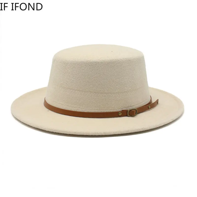 Small Size 52 -54CM British Style Child Fedora Hats Boy Girls Kids Flat Top Felt Jazz Hat Formal Party Dress Cap