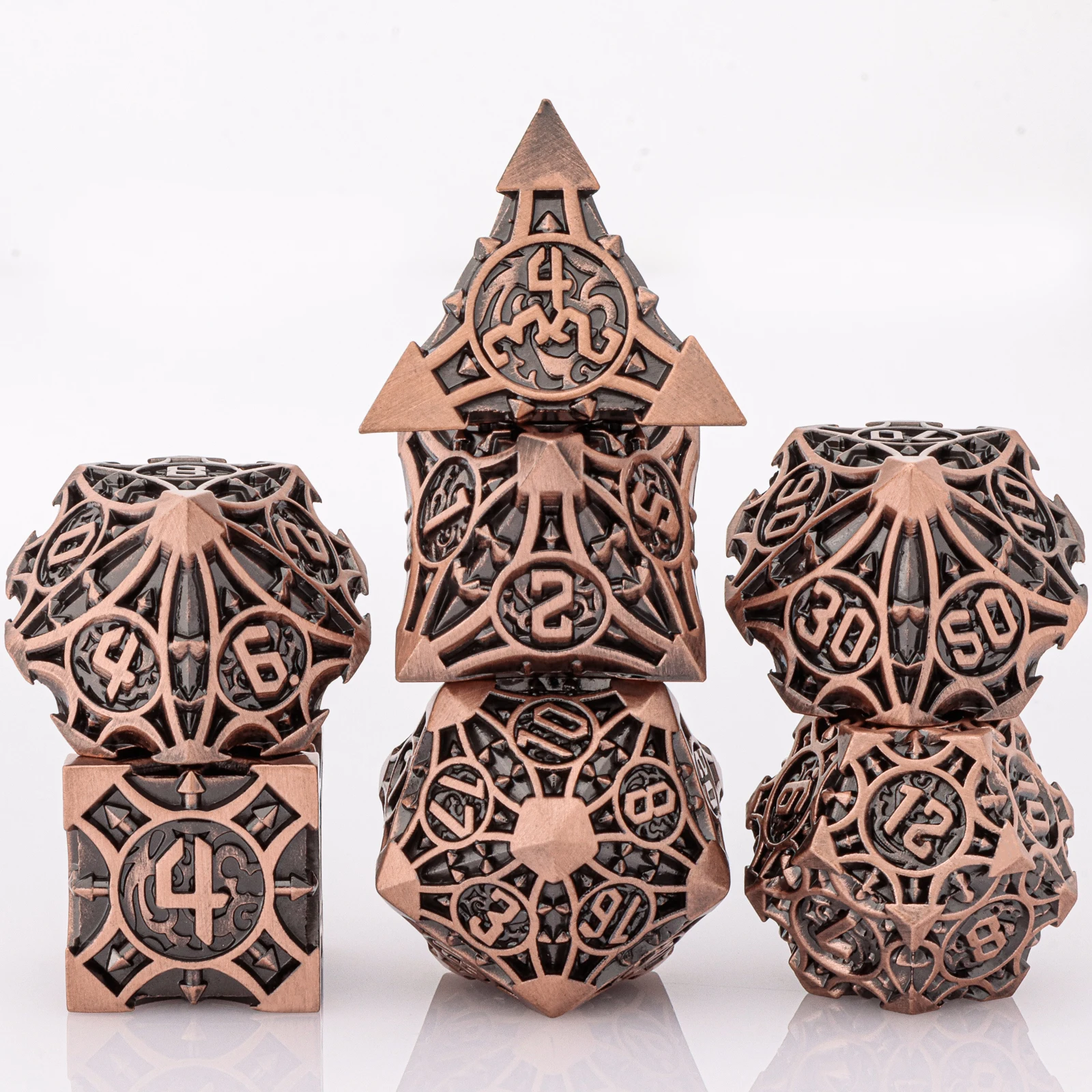 DnD Skull&Dragon metalen dobbelstenen set, metalen scherpe rand dobbelstenen voor kerkers en draken, polyhedrale dobbelstenen voor tafelspellen, Dnd metalen dobbelstenen