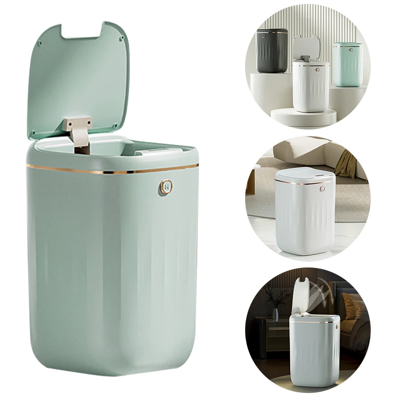 20L/22L Smart Trash Can Automatic Waterproof Electric Large Capacity Waste Kitchen Bathroom Bedroom Automatic Sensor Garbage