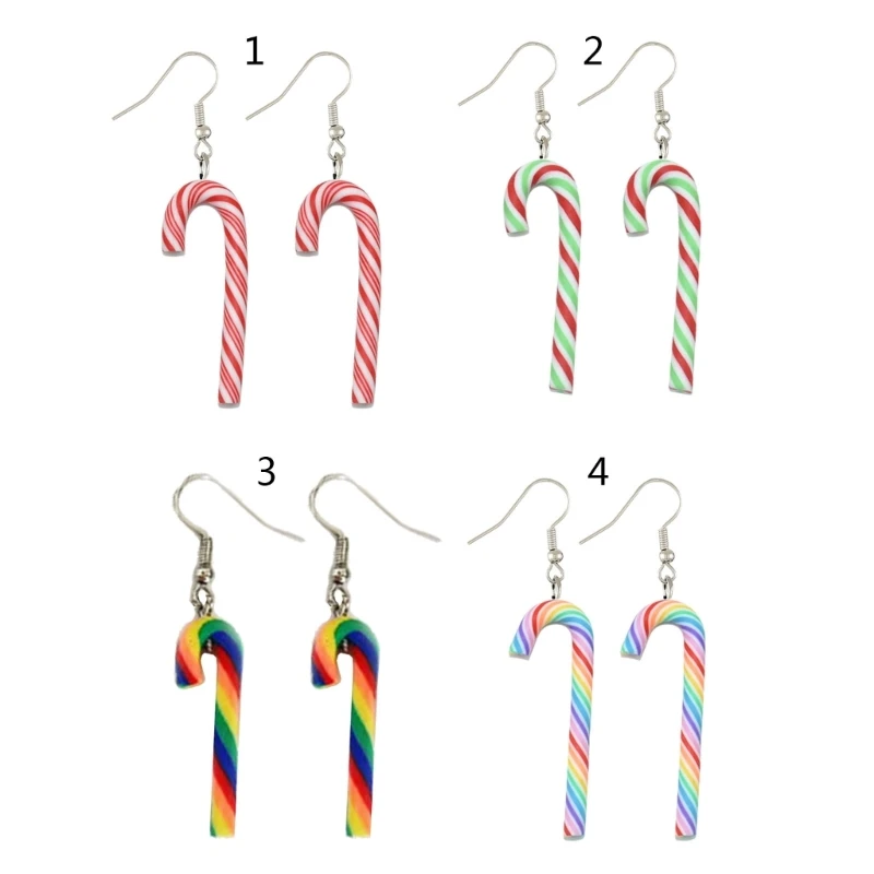 

Handmade Christmas Candy Cane Earrings Dangle Earrings Holiday Accessories Small Crutch Earrings Suitable for Daily
