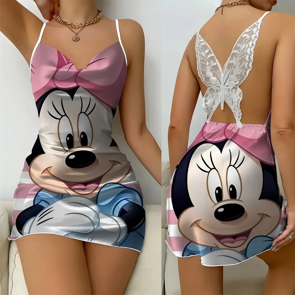 

2024 Sexy Hot Sleeping Dress for Women Summer Sleevesless Female Pajama New Cartoon Pattern Women's Nightwear Free Shipping