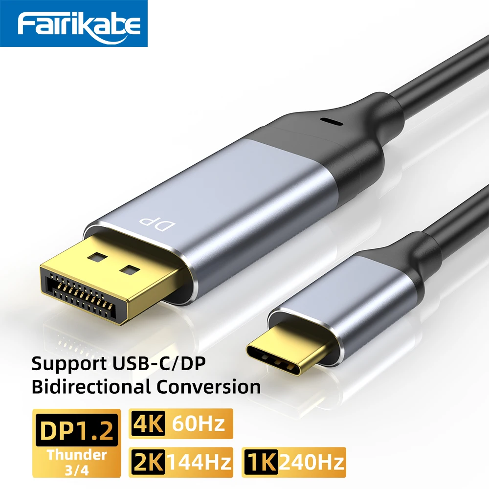 

Кабель USB C-Displayport Fairikabe, 6 футов, 4K @ 60 Гц, двунаправленный адаптер Type C-DP, совместимый с ноутбуком MacBook Pro/Air