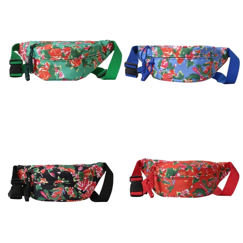 Chinese Chest Bag Fanny Pack Vintage Crossbody Bags Floral Pattern Street Fashion for Women and Men