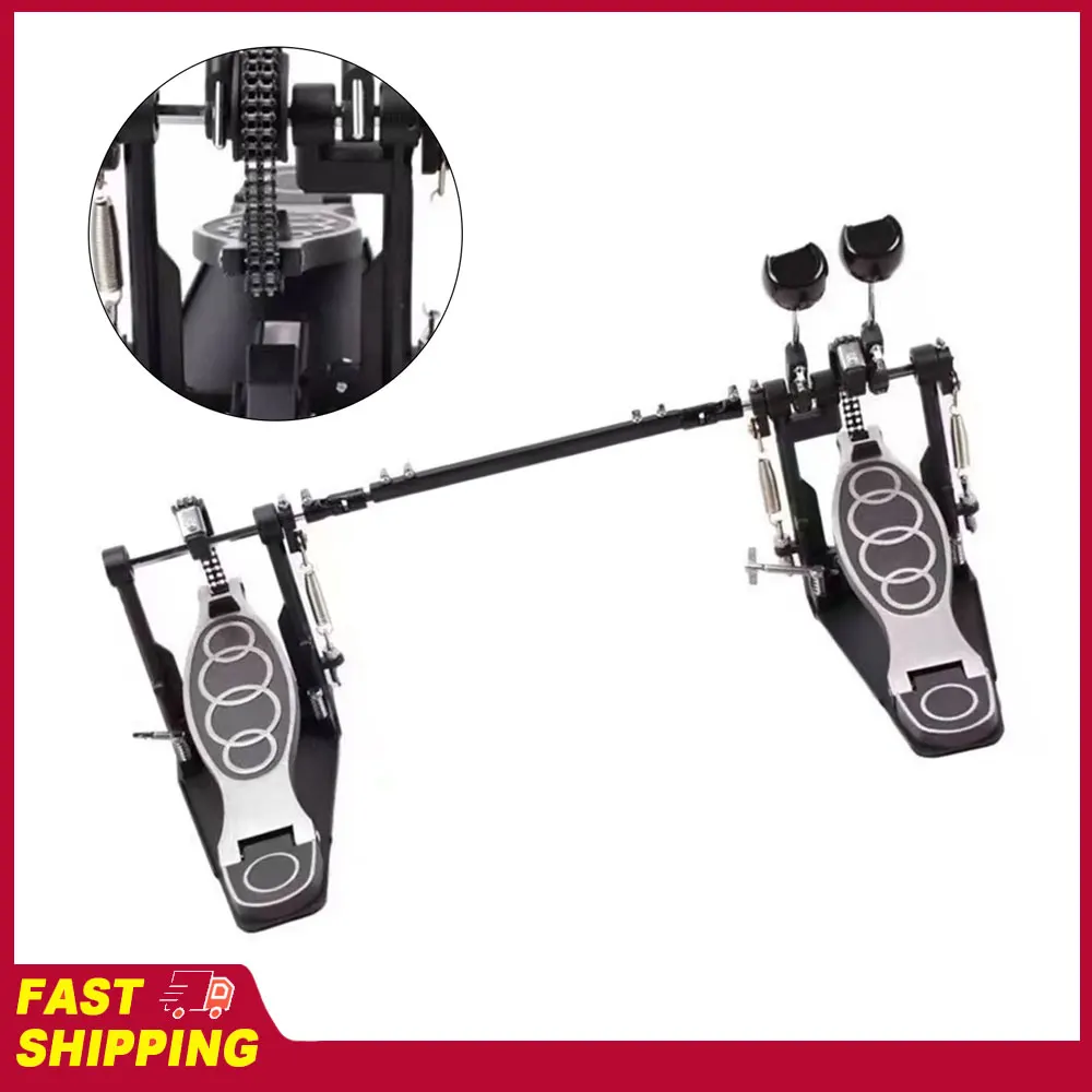 Doppel-Schlagzeugpedal mit festem Griff, stabilem und leistungsstarkem Betrieb, aus Zink-Aluminium, professionelles Fußpedal für Bassdrum, Doppel-Schlagzeugpedal