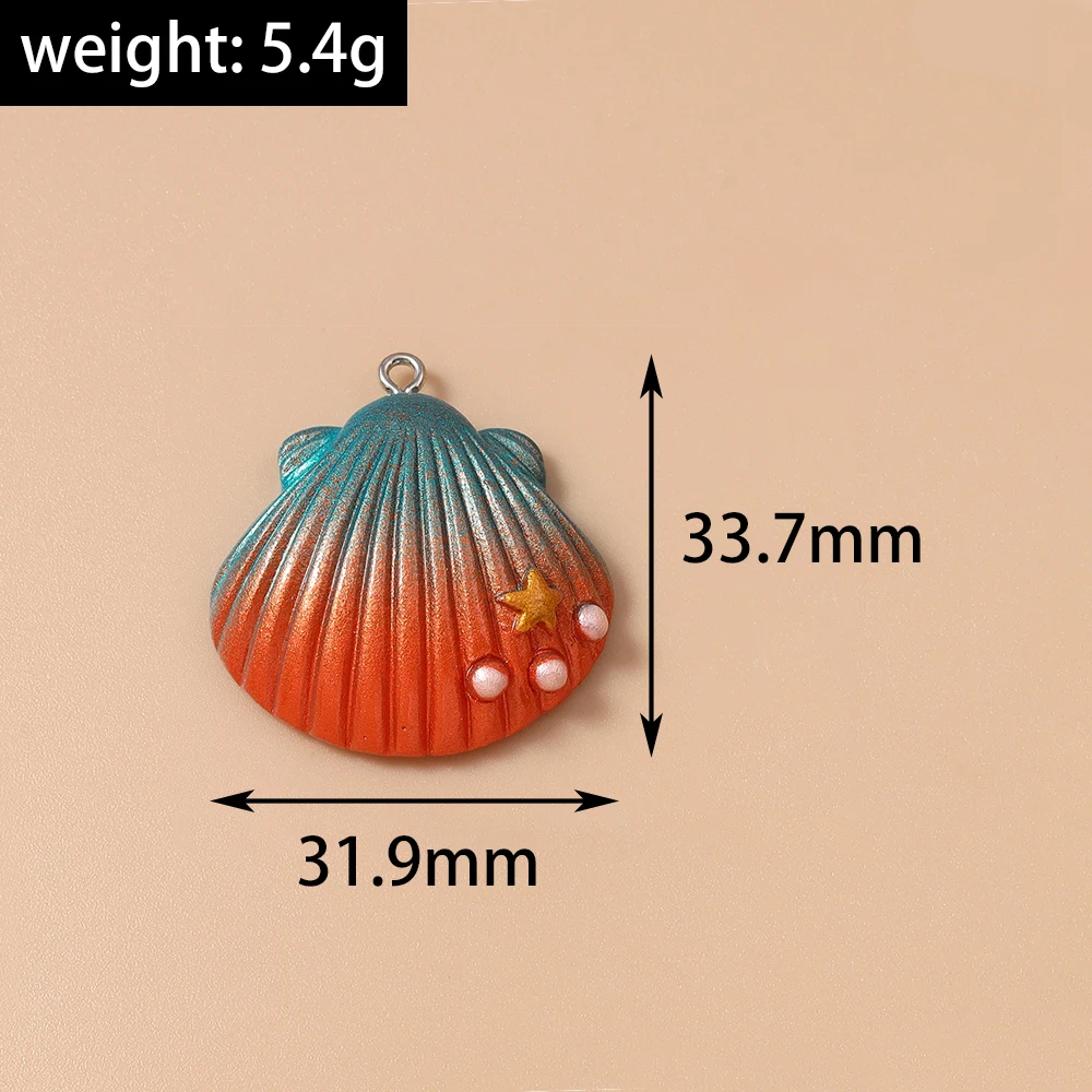 Leslie 5 Stück große bunte Seestern- und Muschelanhänger für DIY-Halsketten, Schlüsselanhänger, Anhänger, handgefertigtes Strand-Schmuckzubehör – Detail 2