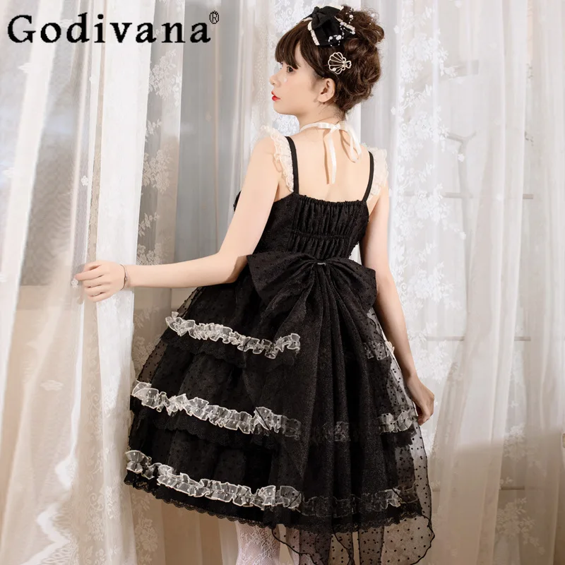 Original Daily Cute Suspender Jsk Dress Women's Spring and Summer New Cosplay Party Dress Female Sleeveless Goth Dress