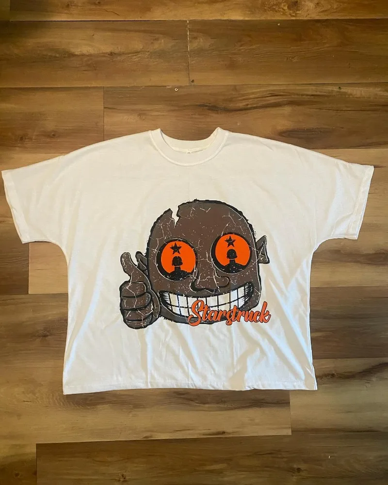 

Goth fashion trend brand Streetwear men y2k cartoon print short sleeve couple casual shirt Harajuku street oversized T-shirt