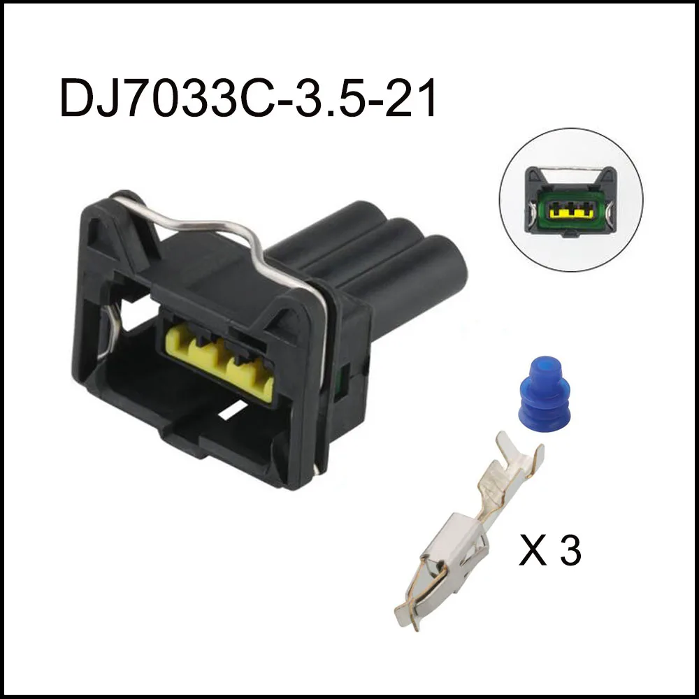 

100SET DJ7033C-3.5-21 auto Waterproof cable connector 3 pin automotive Plug famale male socket Includes terminal seal