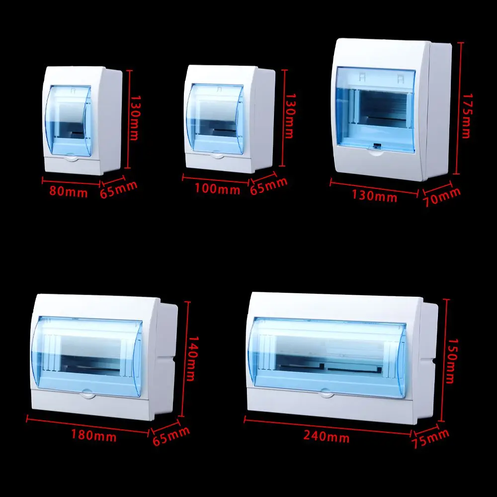 Caja de protección de distribución, disyuntor de cubierta transparente impermeable, cajas de plástico para proyectos, 2-3/3-4/4-6/5-8/9-12 vías