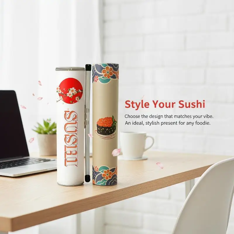 »Round Sushi Push Box With Sauce Straw Food Grade Sushi Mold Cone Push Up Paper Bucket Packaging Paper Box Bento Accessories