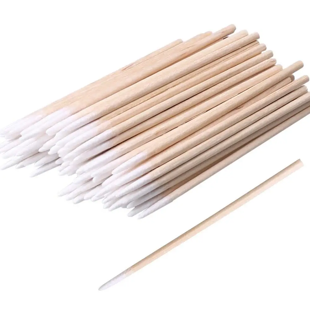 

600pcs Pointed Cotton Swabs 4in Precision Applicator for Eyebrow Tattoo Makeup Nail Cleaning with Wood Handle