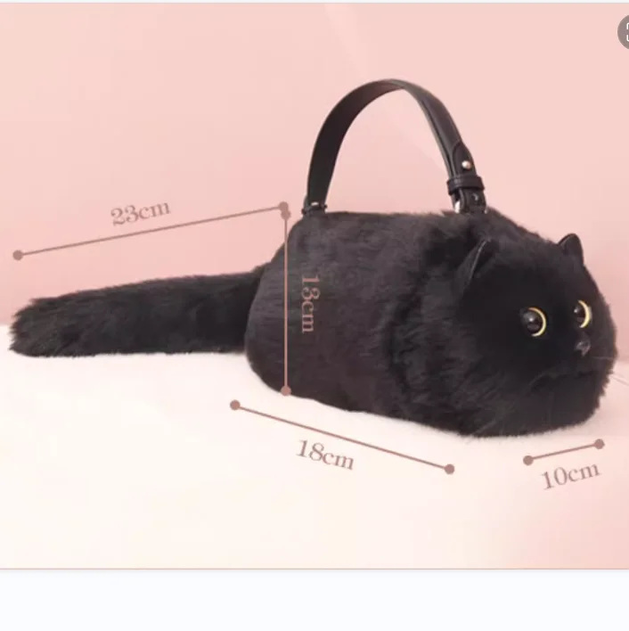 One Shoulder Bag Female Design Small Man Messenger Bag Versatile Hand Made Autumn and Winter Plush Cute Cat Bag