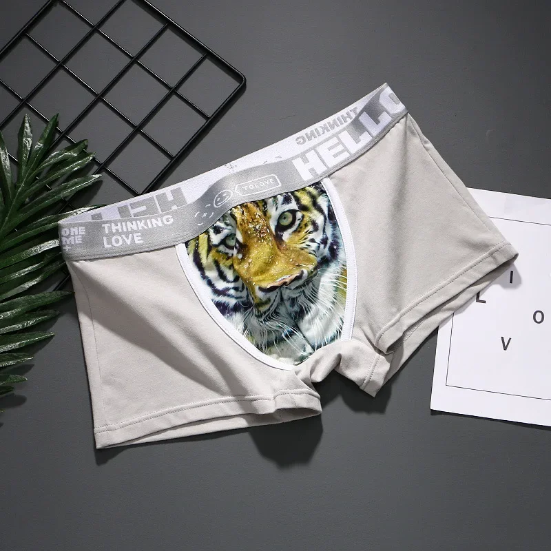 Boxers Hombre Fashion Tiger Printed Trunks Pouch Underwear Breathable Home Underpants Mens Knickers Lingerie Slip Homme