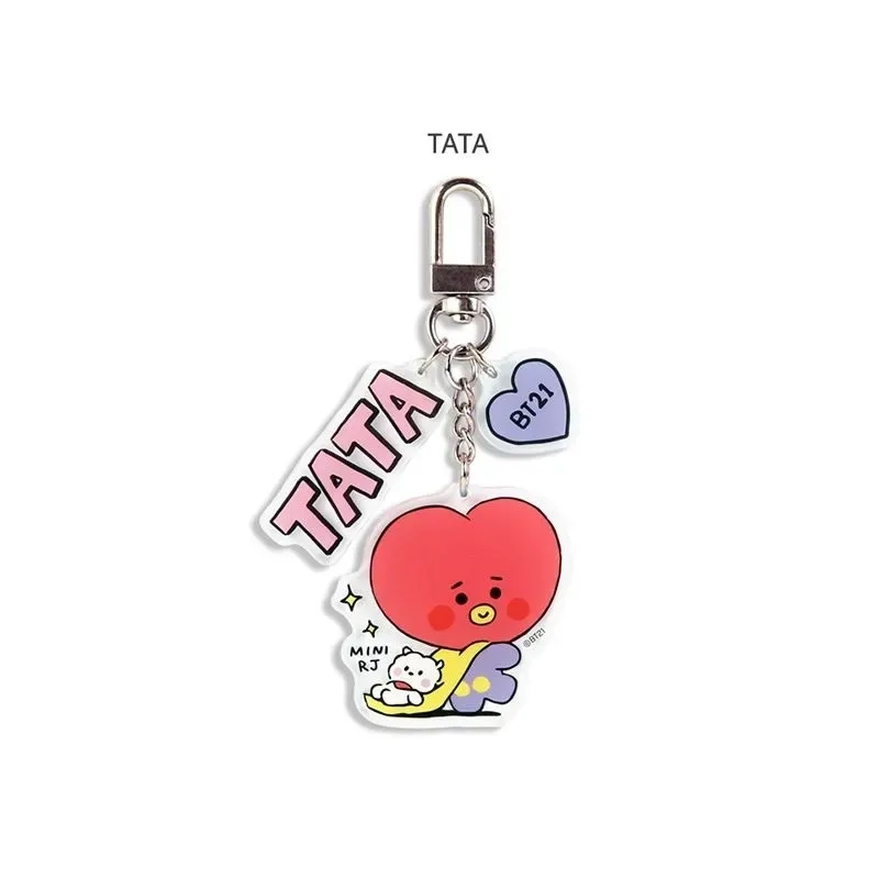 Kawaii BT21 المفاتيح الكرتون أنيمي لطيف RJ كويا كوكي الاكريليك على ظهره مفتاح سلسلة المحيطة هدية #4
