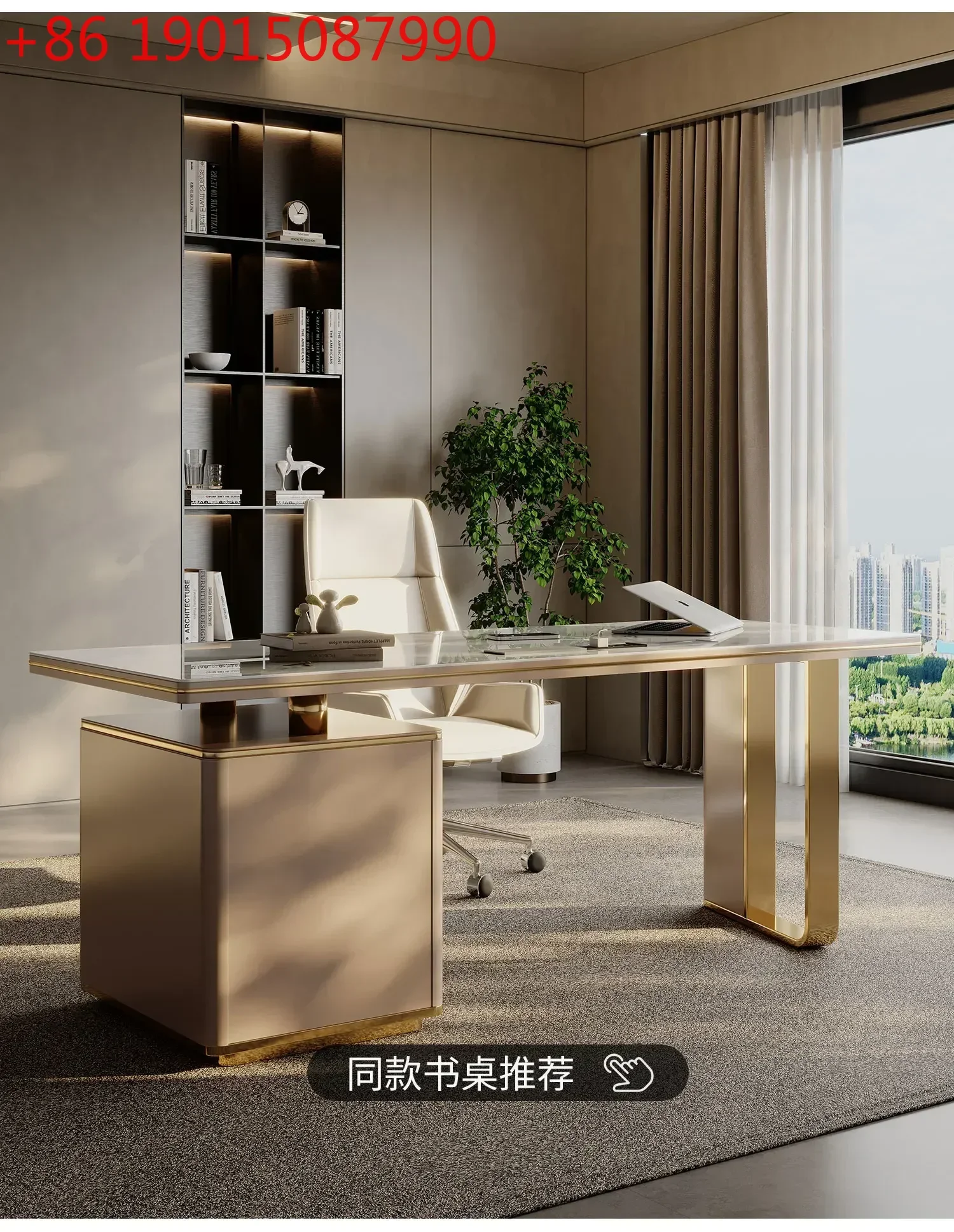 

Итальянский офисный стол из камня класса люкс, современный минималистичный комплект со стулом, домашний компьютерный стол