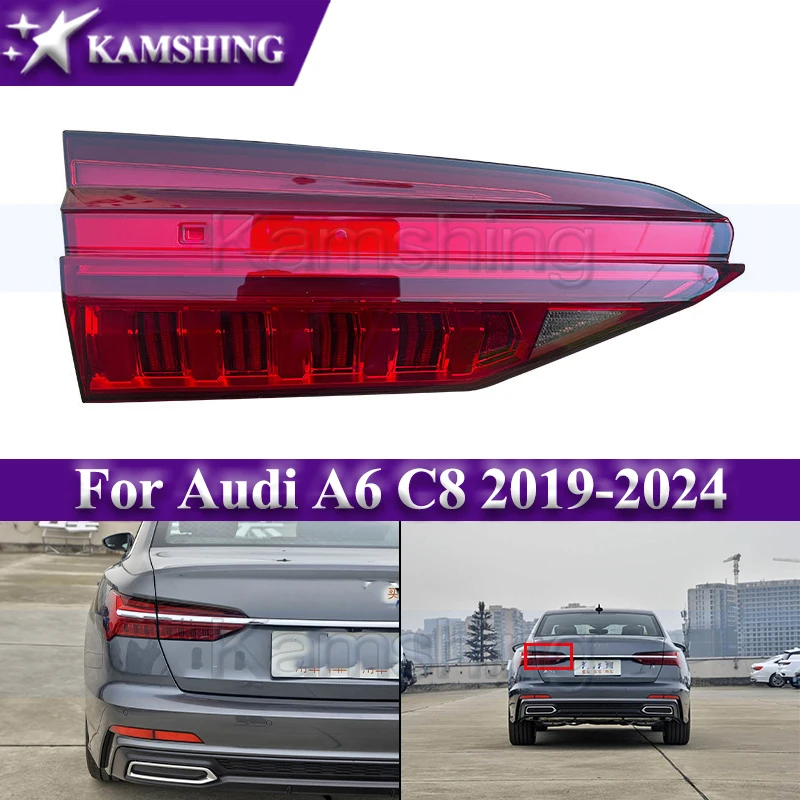 Kamshing Rear Bumper Taillight For Audi A6 C8 2019-2024 Inner Taillamp LED Taillamp Rear Brake Light Stop Lamp Signal Light
