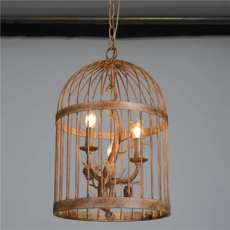 TYLA アメリカンレトロ鳥かごシャンデリアクリエイティブレストラン衣料品店リビングルームバーカフェホームステイペンダントライト