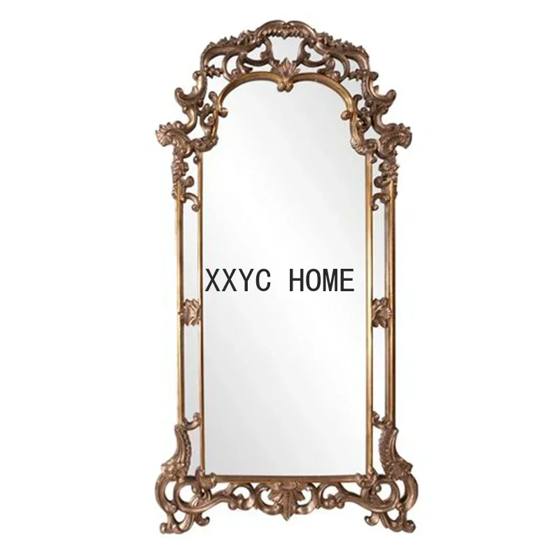 

Retro Mirror European and American Style Baroque Style Dressing Villa Cloakroom Handmade Carved Floor Mirror home decor