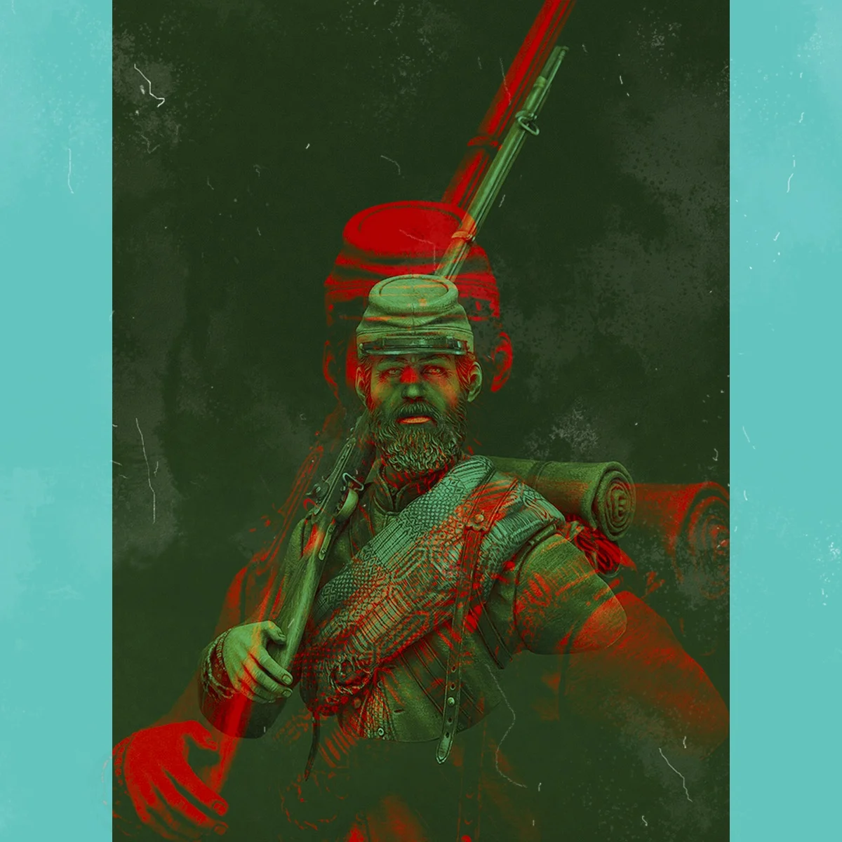 Modelo de soldado de resina 1/10 GK - Medio cuerpo - Infantería confederada del sur - Kit DIY sin montar y sin pintar - 1400X