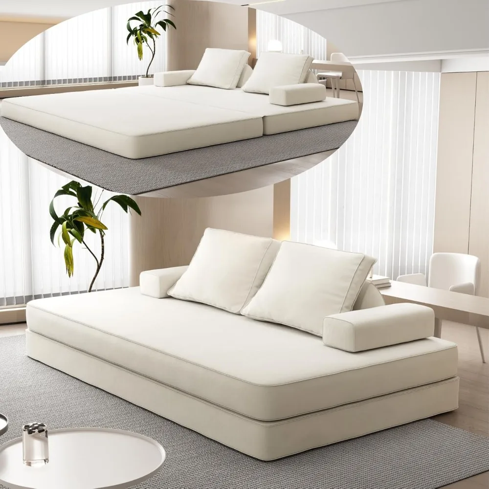 أريكة سرير كبيرة الحجم قابلة للتحويل، سرير نهاري كبير جدًا بعرض 86.6، أريكة بدون عظم، أريكة قابلة للطي على الأرض لشركة الشركة #3