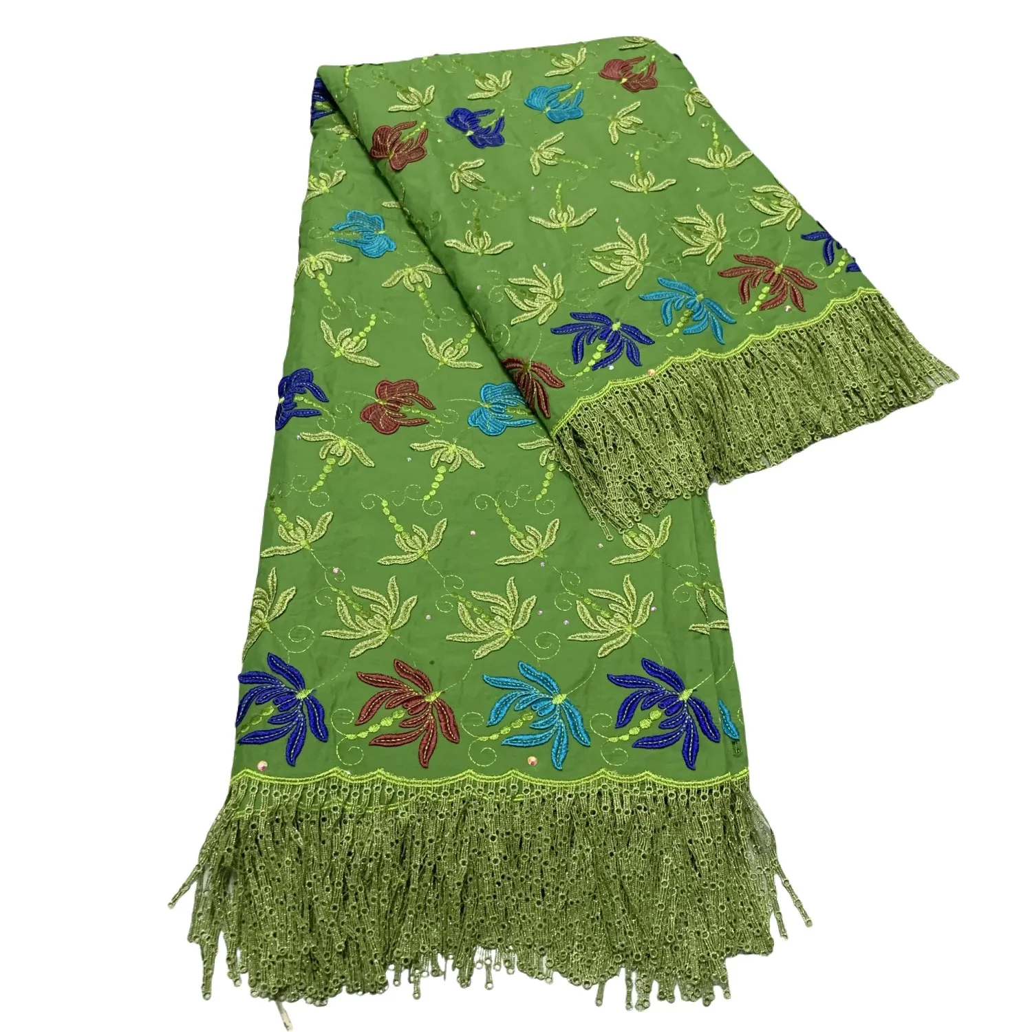 

Африканская хлопковая кружевная ткань с аппликацией, 2026, высокое качество, оригинальная австрийская швейцарская вуаль, кружевная ткань с кисточкой для нигерийского платья