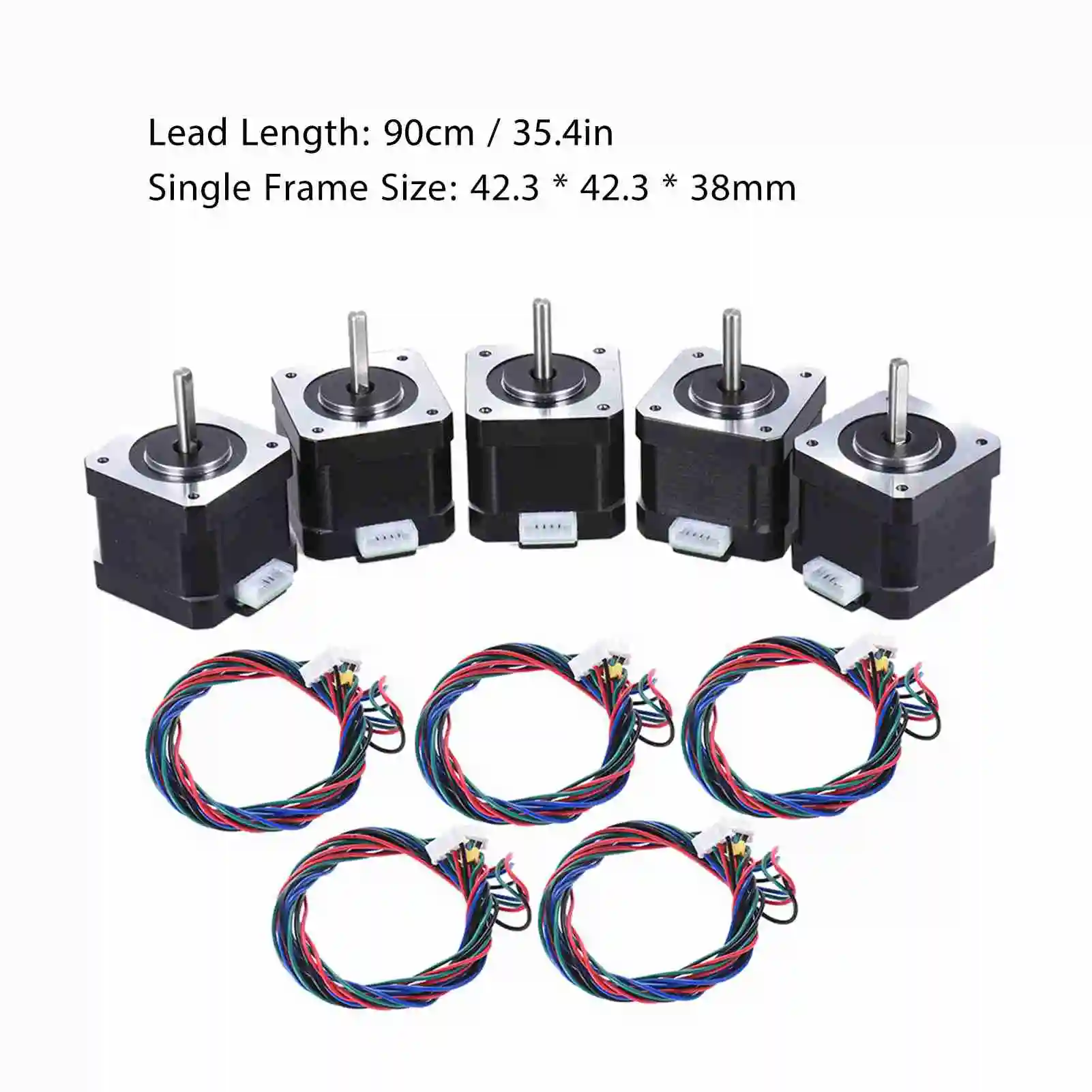 Nema 17 Stepper Stepping Motor Drive Control 2 Phase 1.8 Degree 0.9A 0.4N.M 42mm with Lead Cable 3D Printer/CNC Accessory Replac