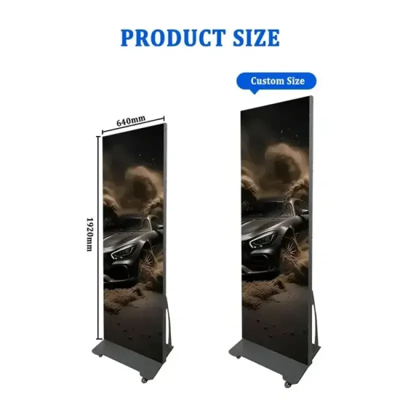 WiFi 4G USB Movable Advertising Indoor Mirror Foldable Standing Digital HD Poster Display Screen For EventsCustom Waterproof LED - view 2