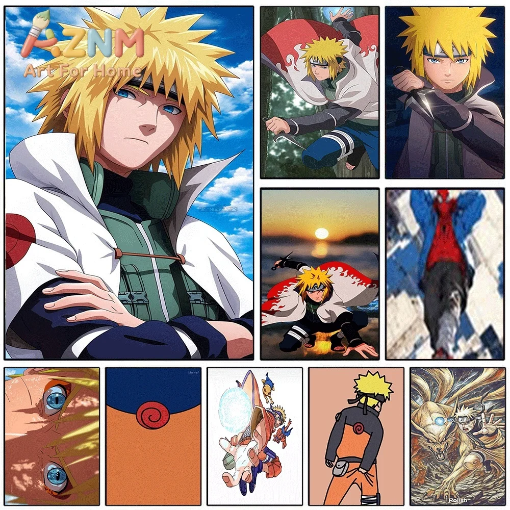 Minato Namikaze Anime Canvas Wall Art Print, Unframed Canvas Painting, Japanese Naruto Manga Character Poster for Bedroom Livi