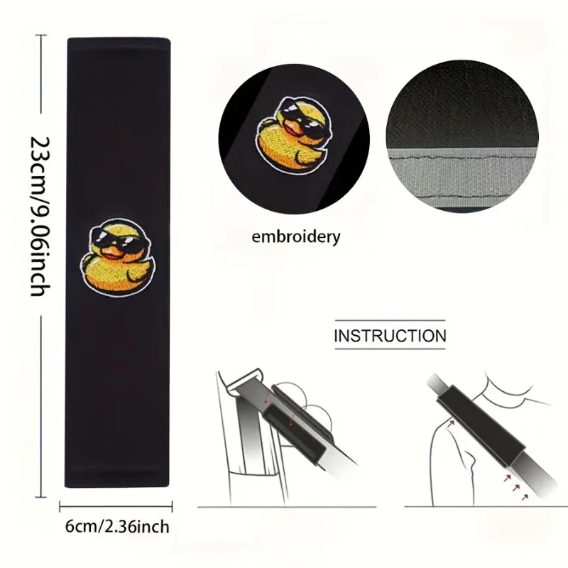 1 pair embroidered yellow duck car seat belt accessories Protect the neck and shoulders cute and creative soft and comfortable