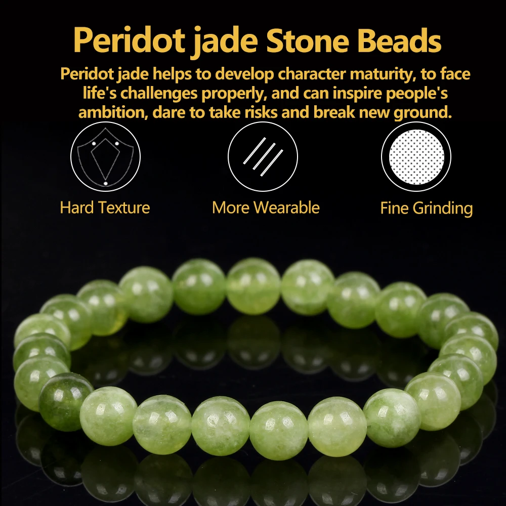 Bracelet en Pierre Naturelle pour Homme et Femme, Perles de Jades Péridot, Protection Magnétique de la Santé, Fil artificiel astique, Cadeau Bijoux, 6mm, 8mm, 10mm