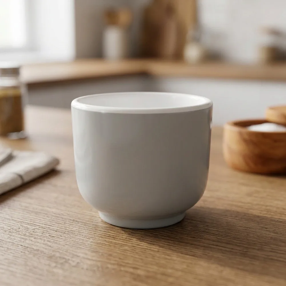 Round Shallow Melamine Handleless Cup White Color for Tea Coffee Water Serving 125ml 150ml 200ml Compact Stackable Design