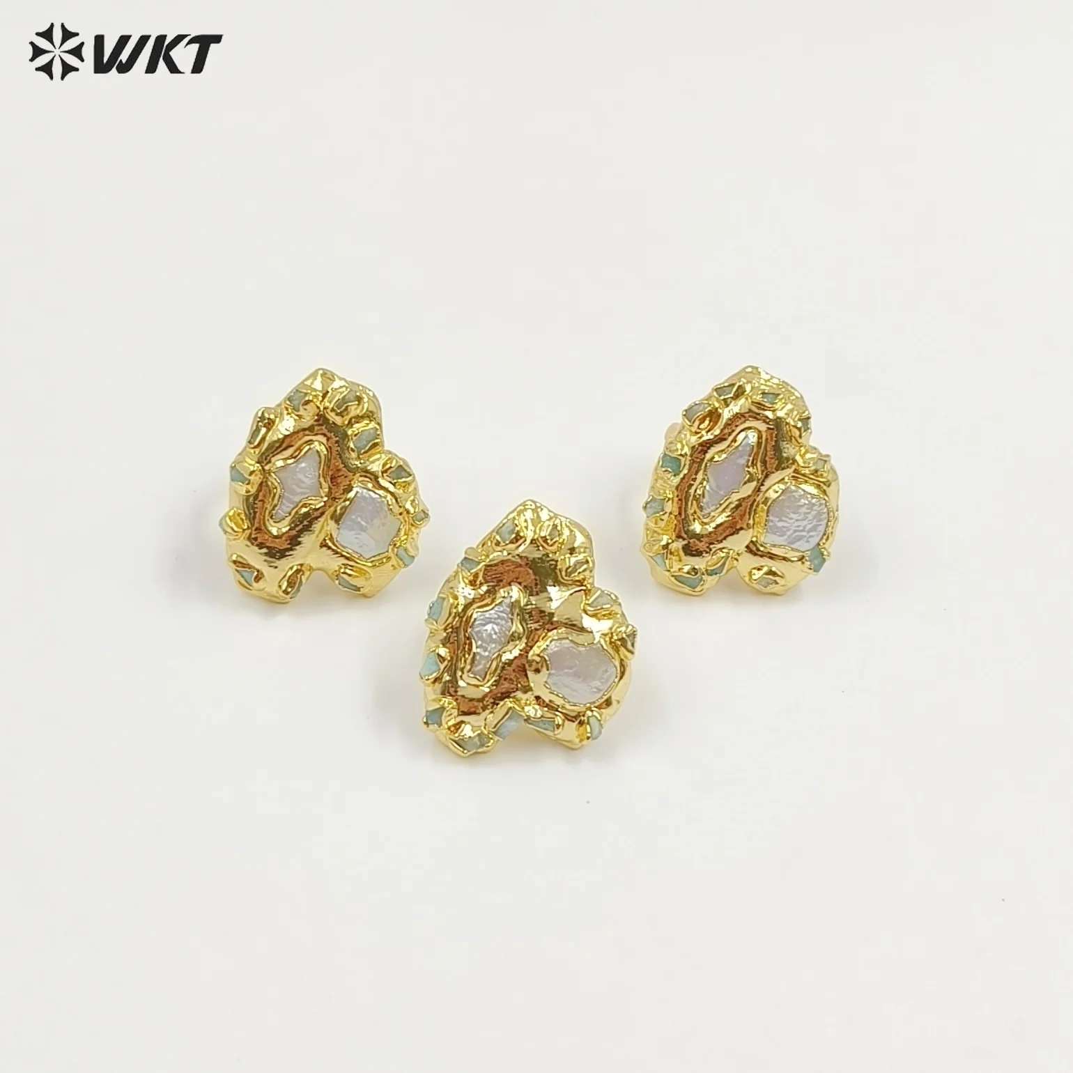 

WT-MPR149 2025 Classic Natural Freshwater Pearl Irregular Shape Ring With Real Gold Plated For Women Dressing
