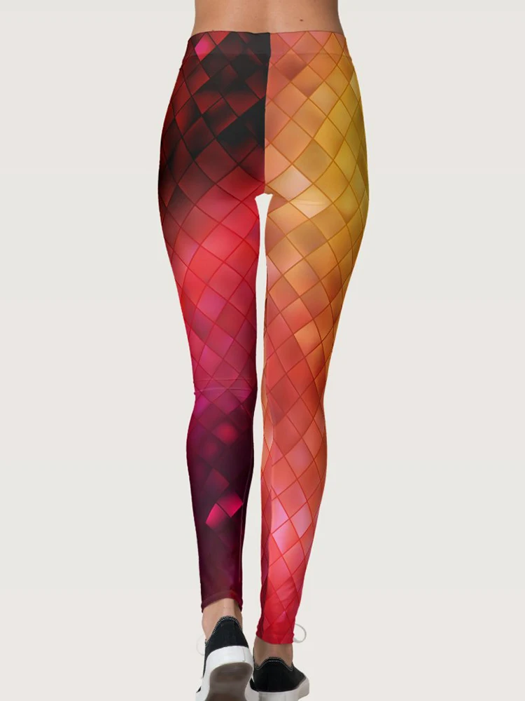 Plaid Printed Fitness Leggings Push Up Women Sports Leggins Yoga Running Pants Elastic Polyester Tights