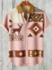 Men's Linen Short Sleeve Shirts with Funny Animal Ethnic Patterns