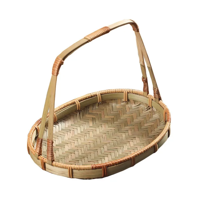 

Traditional Bamboo Handicraft Basket, Handwoven Organizer for Fruit Storage Daily Use & Decorative Display