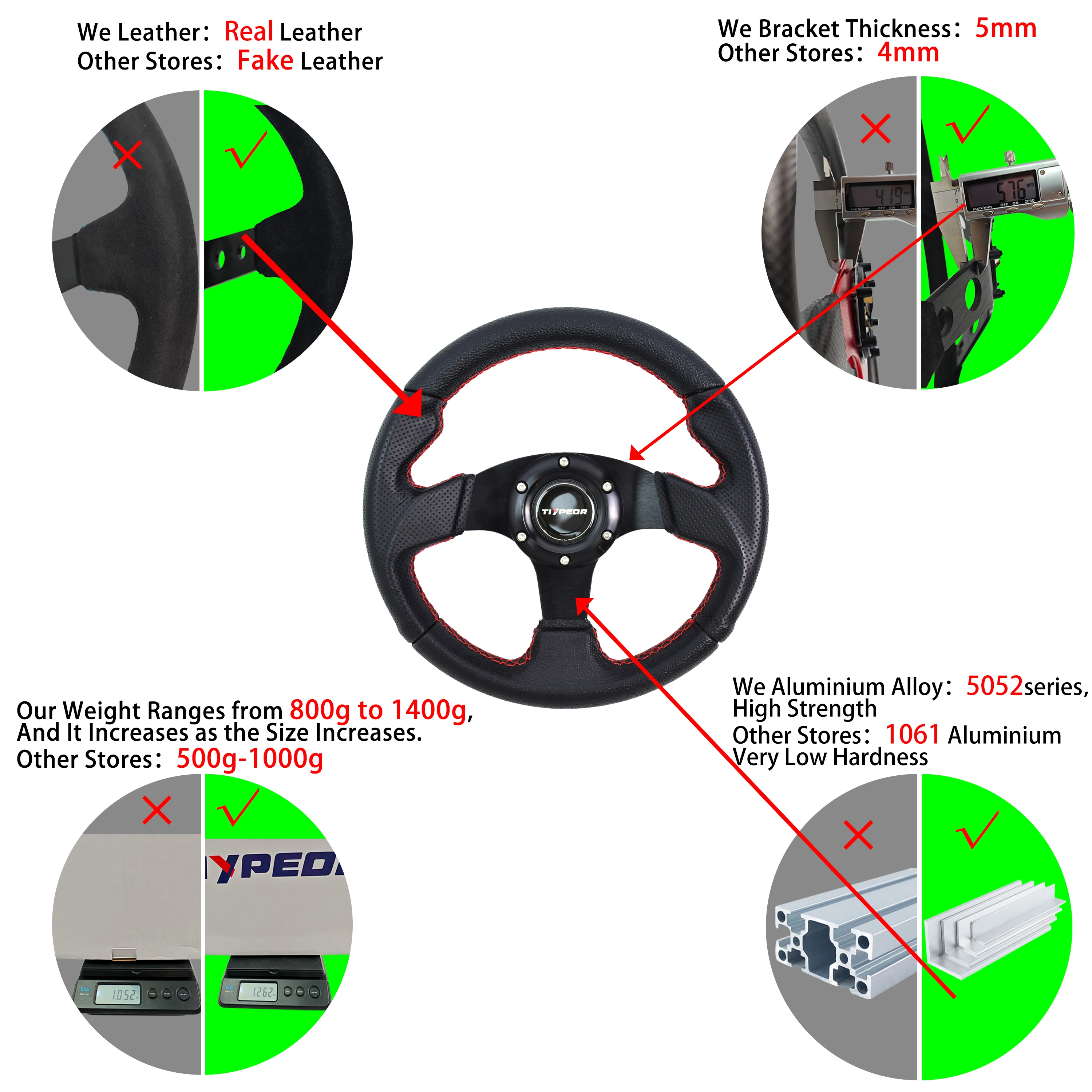 Tiypeor Jdm Style High-Quality 280mm Universal Steering Wheel Car Accessories for Racing Cars - Image 6