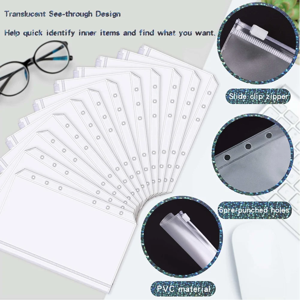 A6 Budget Planner Binder With Zipper Envelopes Cash Envelopes For Budgeting, Money Organizer For A6 Cash Budget Binde