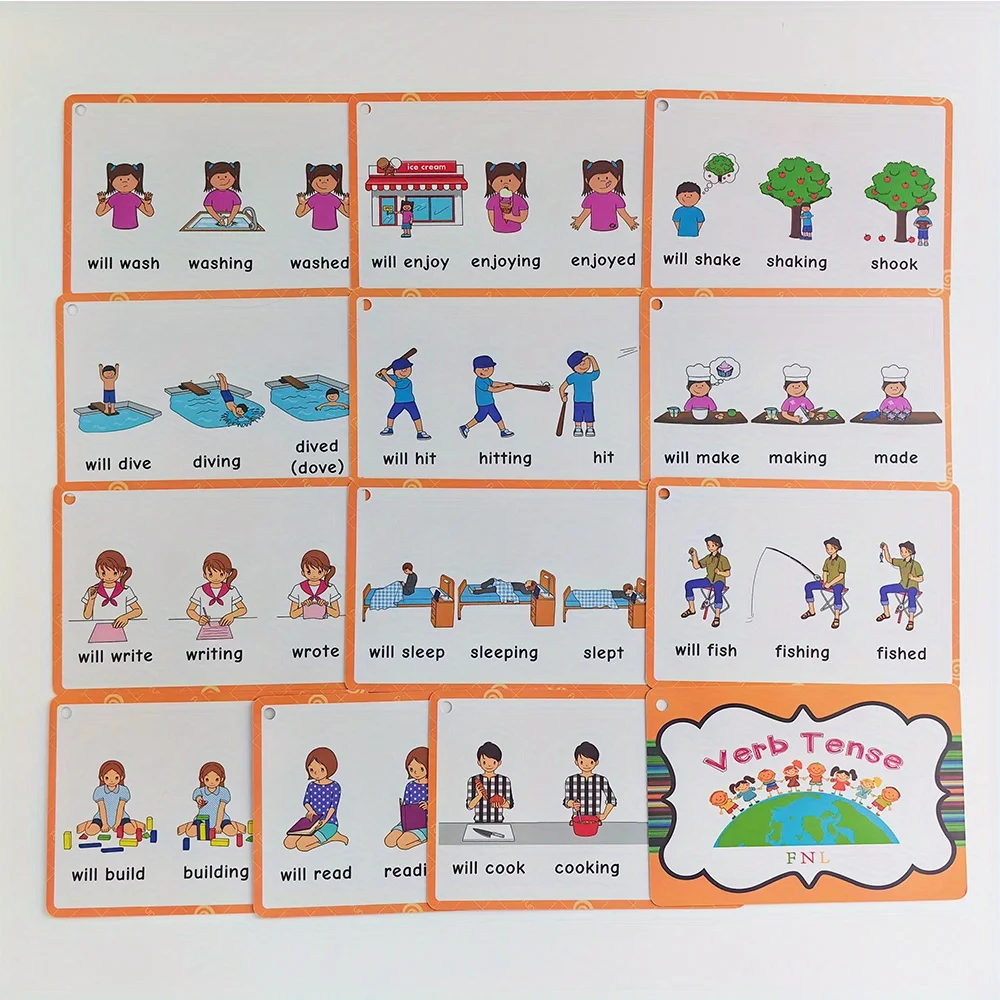 Verb Tense Learning Flashcards English Teaching Aids Grammar and Vocabulary Building for Beginner Homeschool Supplies - Image 4