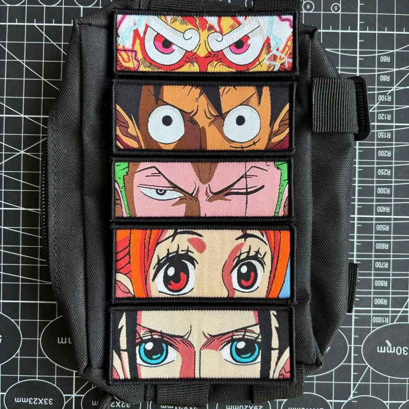 Japanese Anime Character Eyes Protagonist Group Morale Badge Cartoon Patch Hook and Loop Embroidery Tactical Backpack Sticker