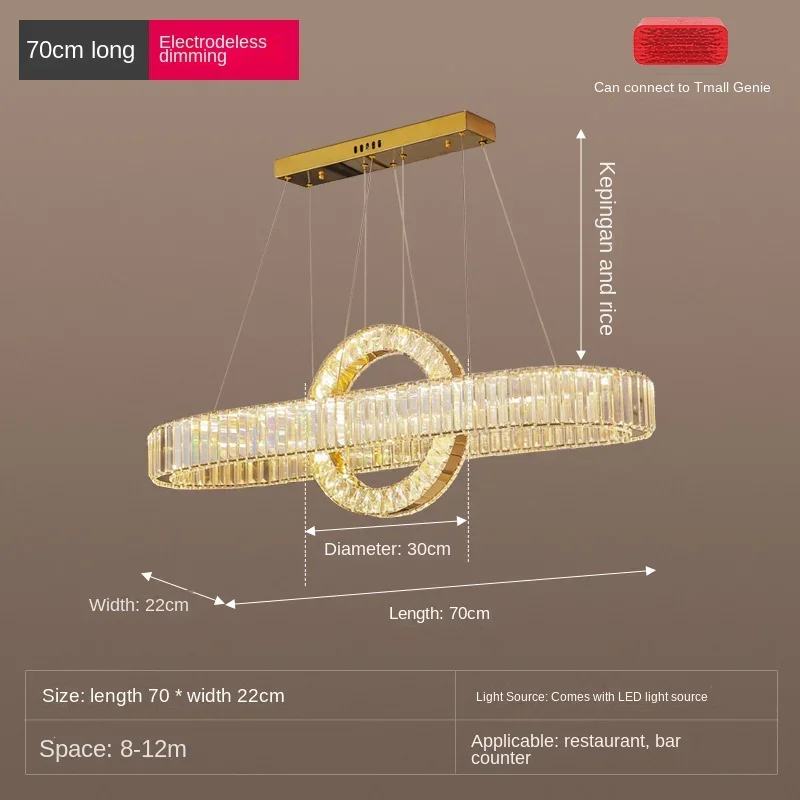 Luces colgantes regulables Led de acero dorado cromado ovalado moderno, lámpara colgante de cristales para comedor, lámpara colgante con Cable ajustable