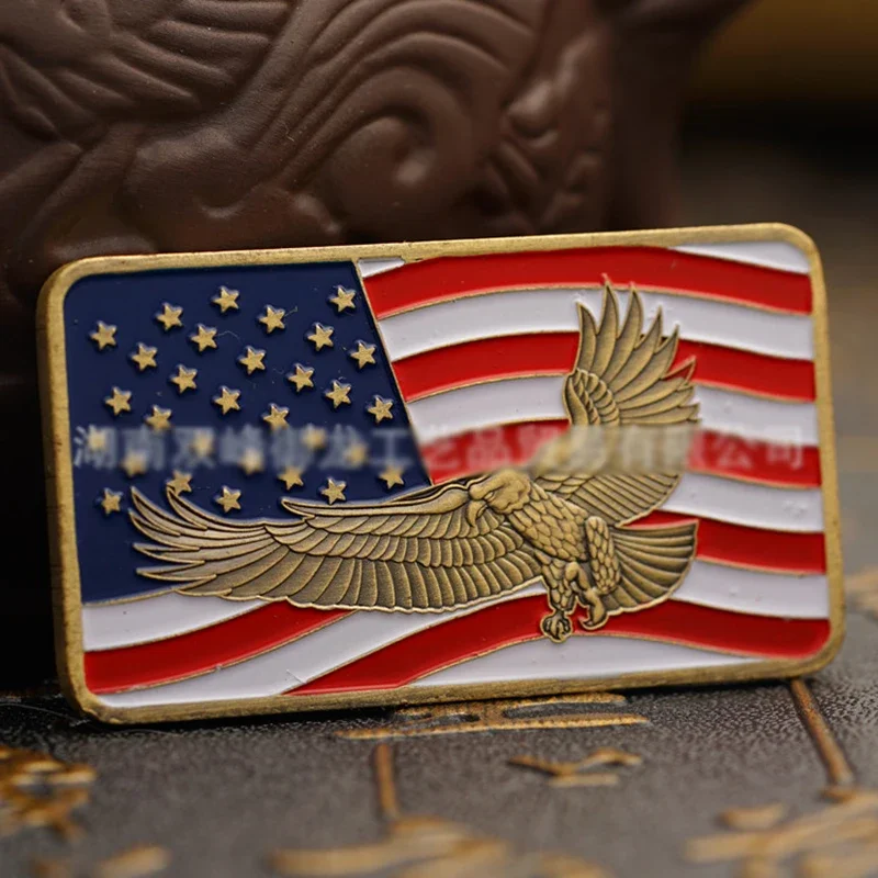 American retro square Eagle emblem commemoration Coin Available Copy golden Plated Coins collects Commemorative coin