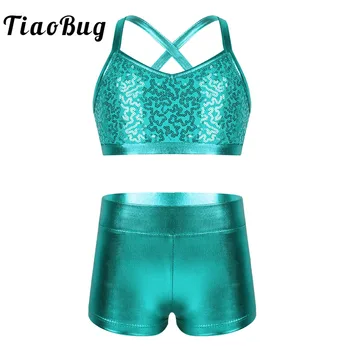 子供用のきらびやかなスパンコールタンクトップ,バレエダンス用のダンス衣装